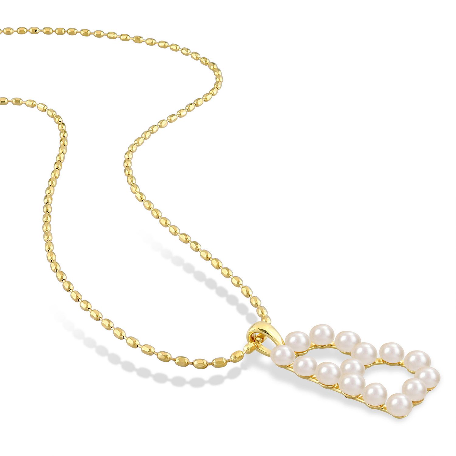 Collier initiale de Miabella avec perles culture d'eau douce en argent sterling plaqué en jaune