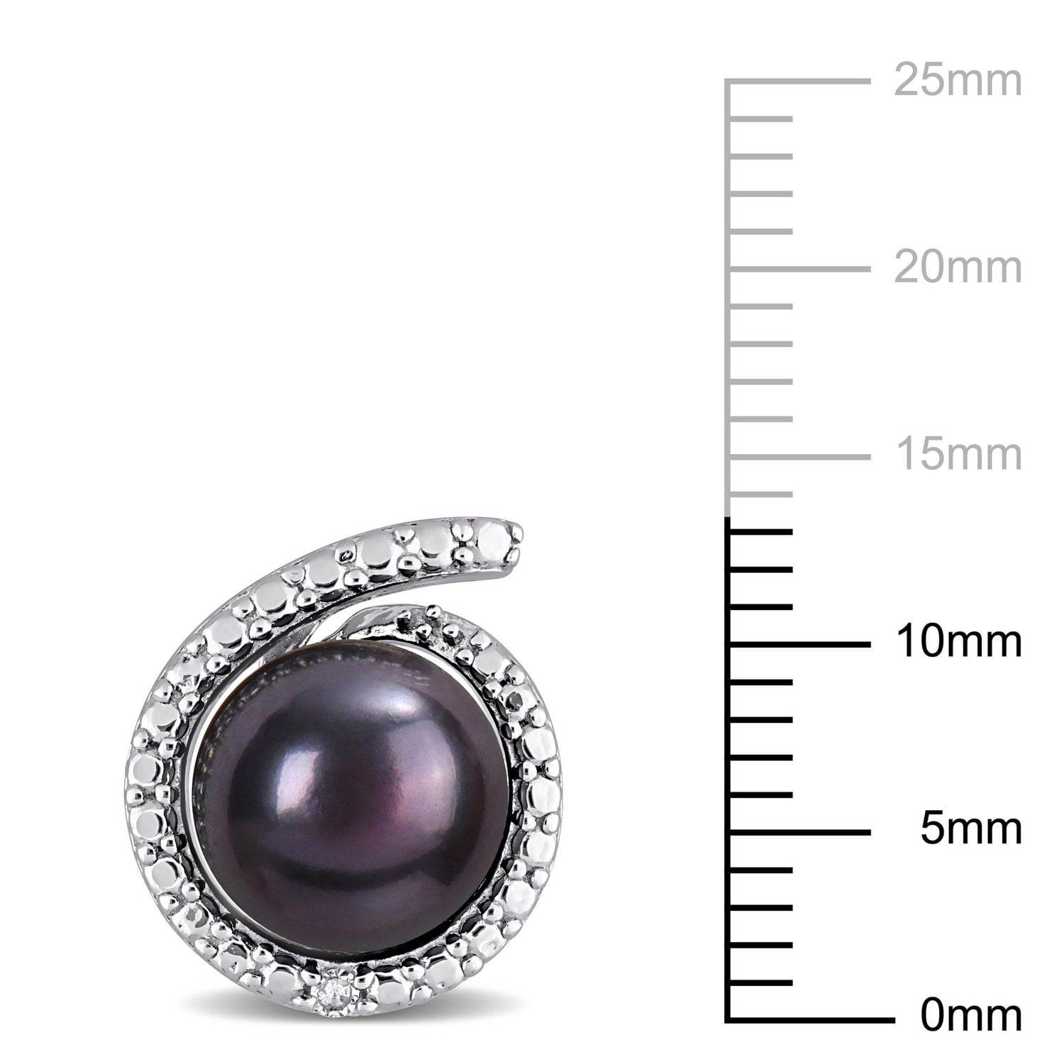 Miabella Black Freshwater Cultured Pearl and Diamond Accent Sterling Silver Swirl Stud Earrings