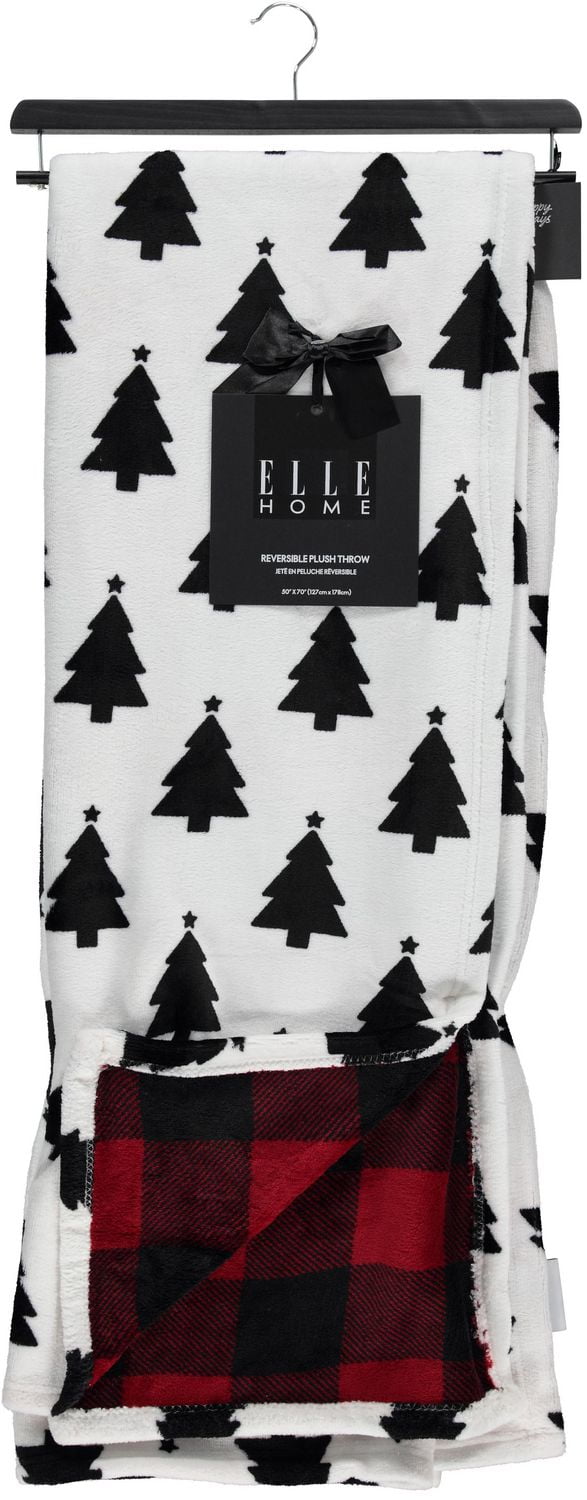 White With Black Xmass Trees Holiday Throw Blanket Walmart Canada