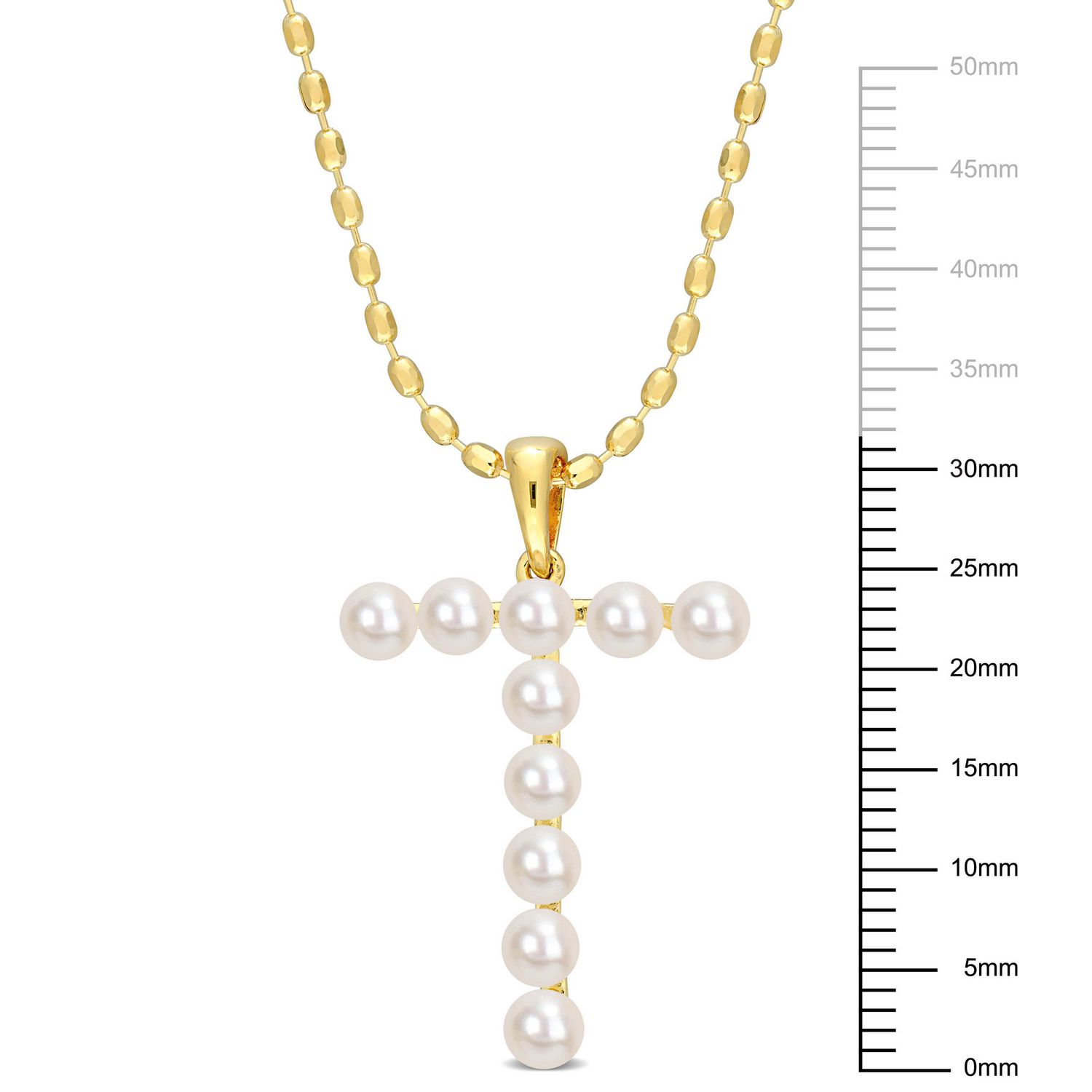 Collier initiale de Miabella avec perles culture d'eau douce en argent sterling plaqué en jaune
