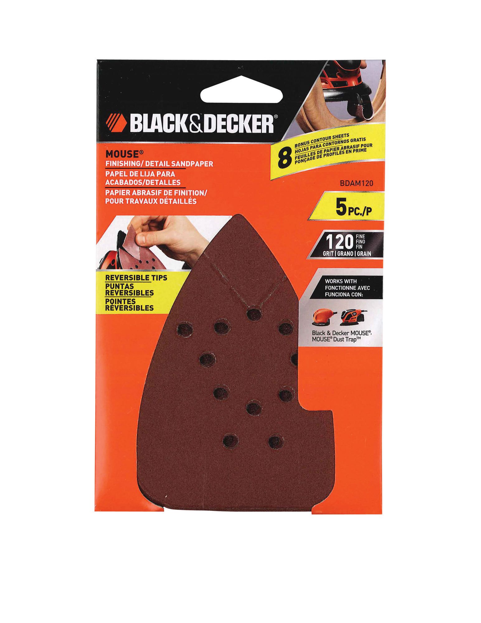 Black & Decker 120 Grit Mouse Sandpaper (5-Pack) BDAM120