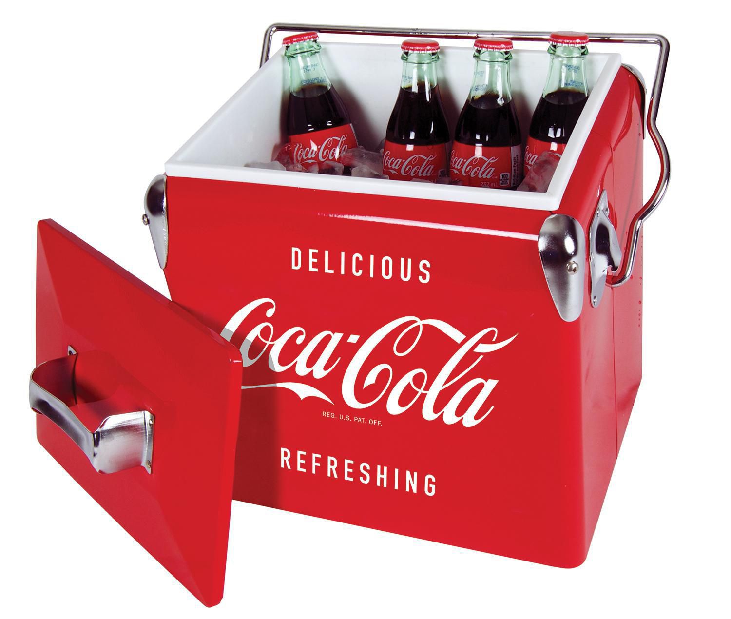 Coca-Cola Retro Ice Chest Cooler with Bottle Opener 13L (14 qt), Red and  Silver