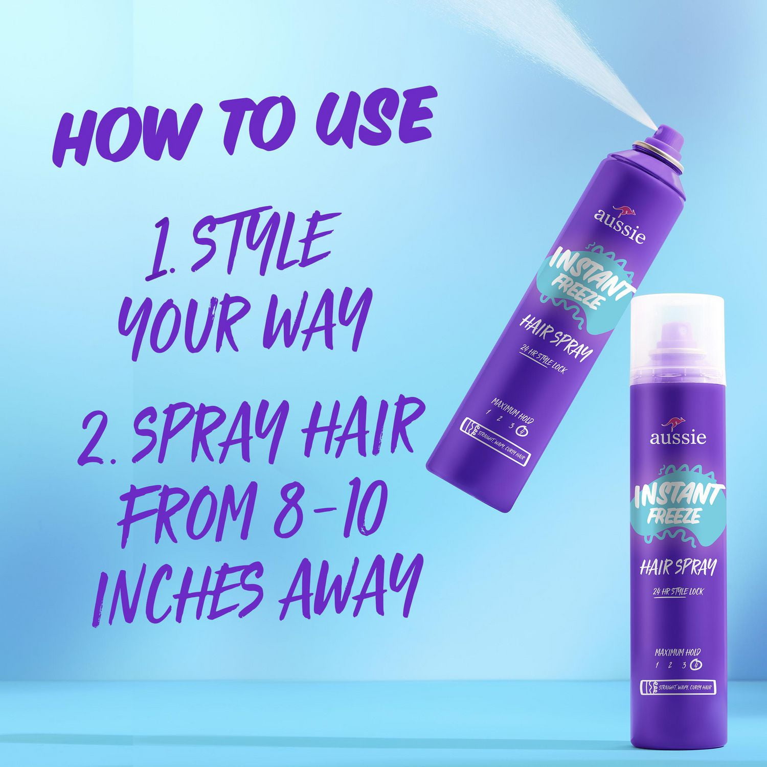 Aussie Instant Freeze Hair Spray for Curly Hair Straight Hair and Wavy Hair Walmart