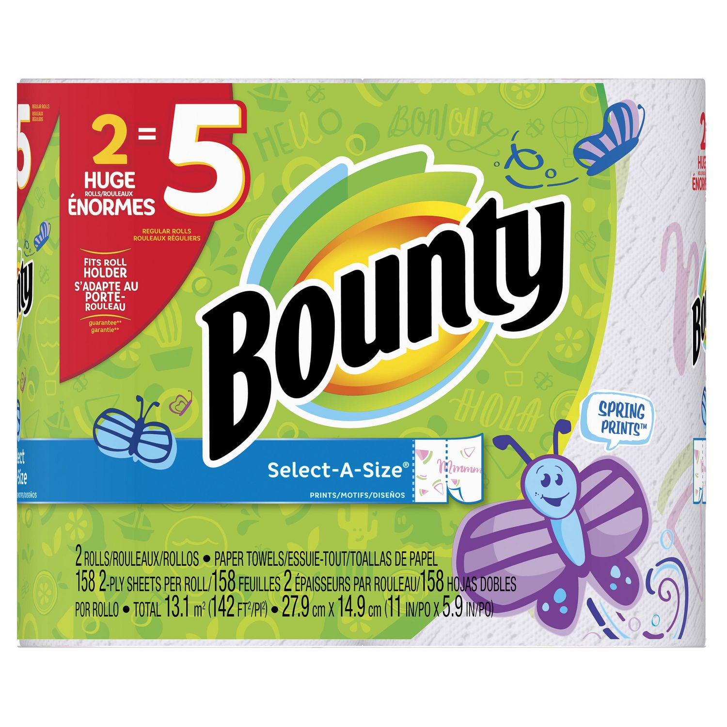 Bounty Select-A-Size Paper Towels, Spring Print 
