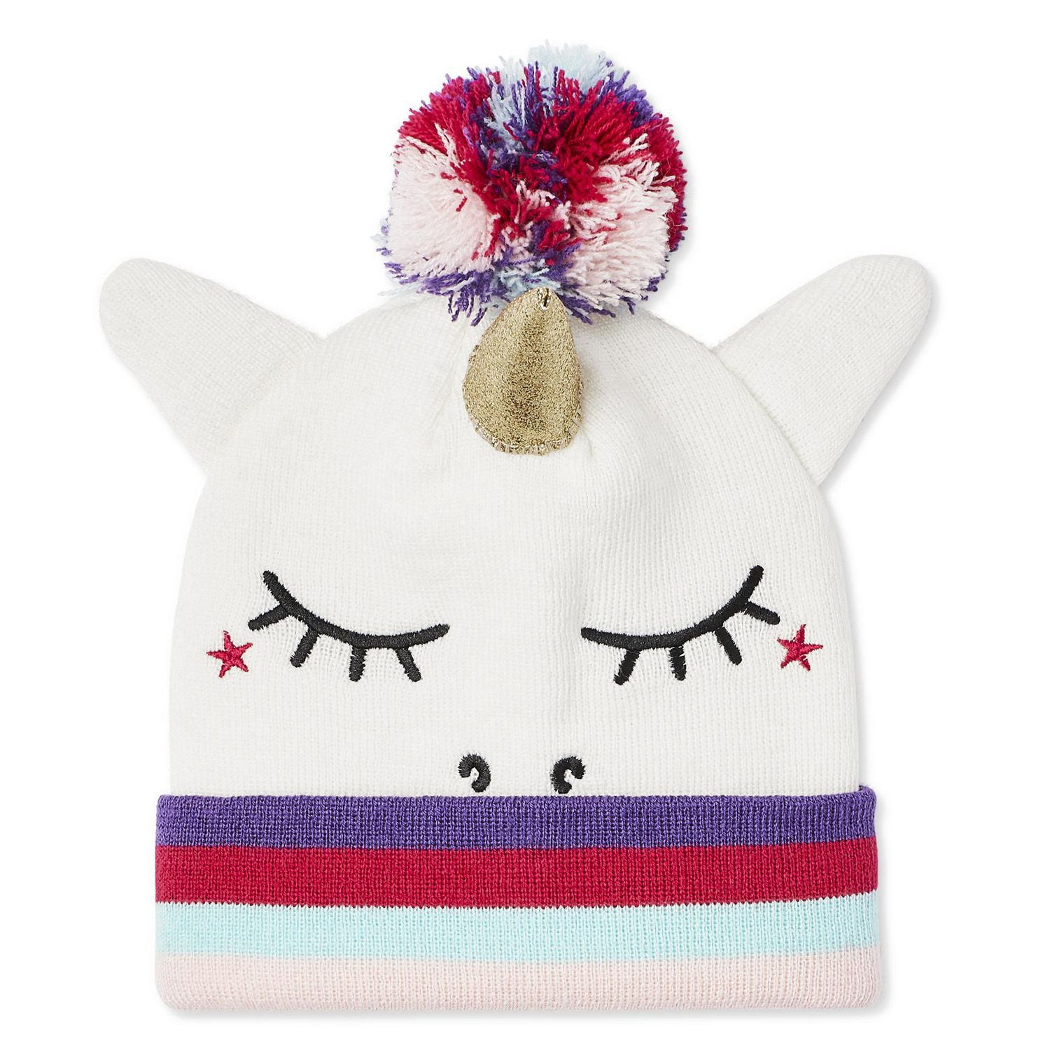 George Girls' Knit Unicorn Hat with Horn and Pompom