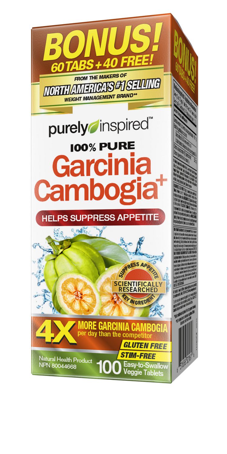 Purely Inspired 100% Pure Garcinia Cambogia, Helps Suppress Appetite, Weight Management, Vegan Tablets (120ct)