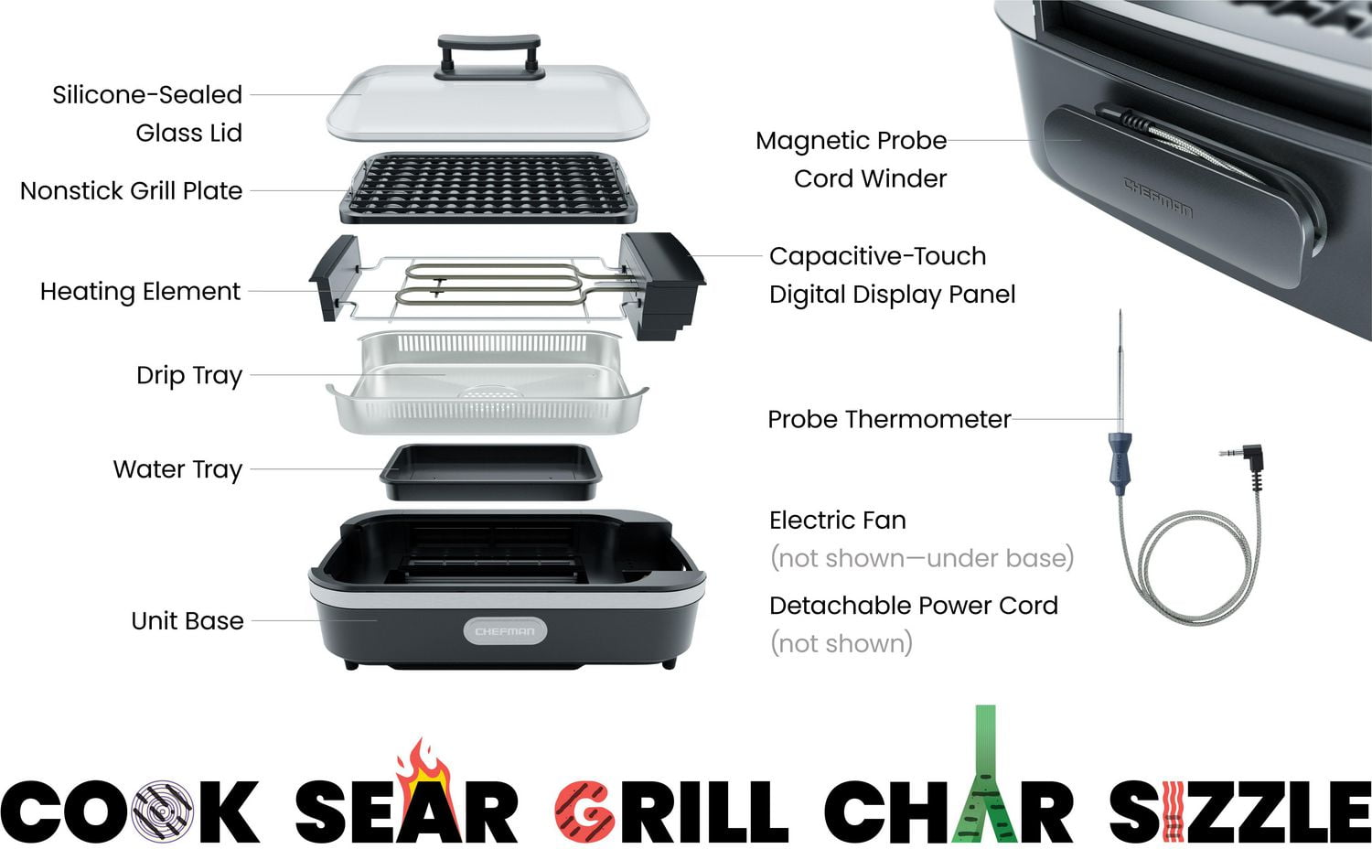 Chefman AccuGrill Smokeless Indoor Grill Removable Integrated