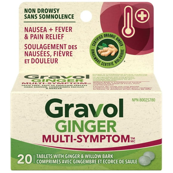 Gravol Ginger Multi-Symptom Cold and Fever Tablets with Willowbark