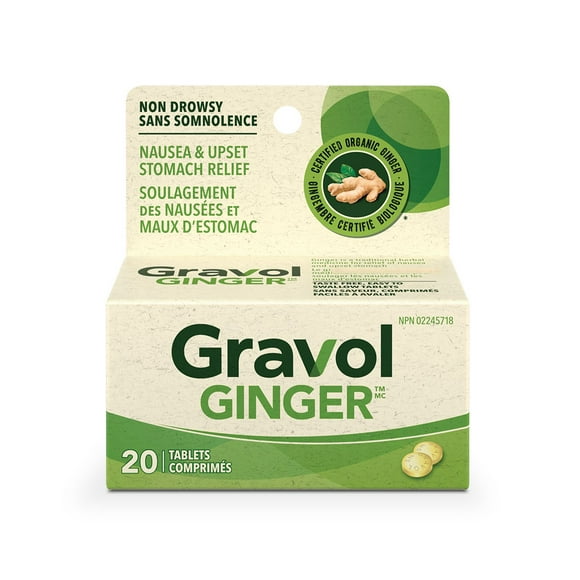Gravol Ginger Non-Drowsy Tablets, 20 Tablets