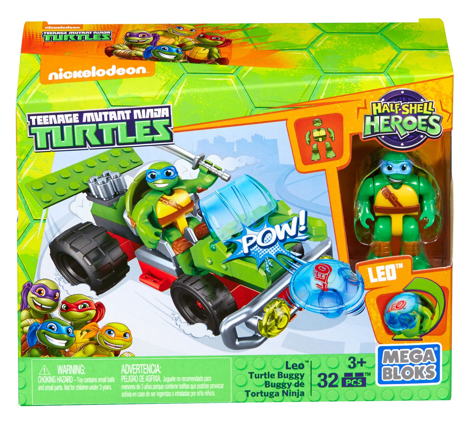Mega Bloks Teenage Mutant Ninja Turtles 32 Pieces Leo Turtle Buggy New In Box 