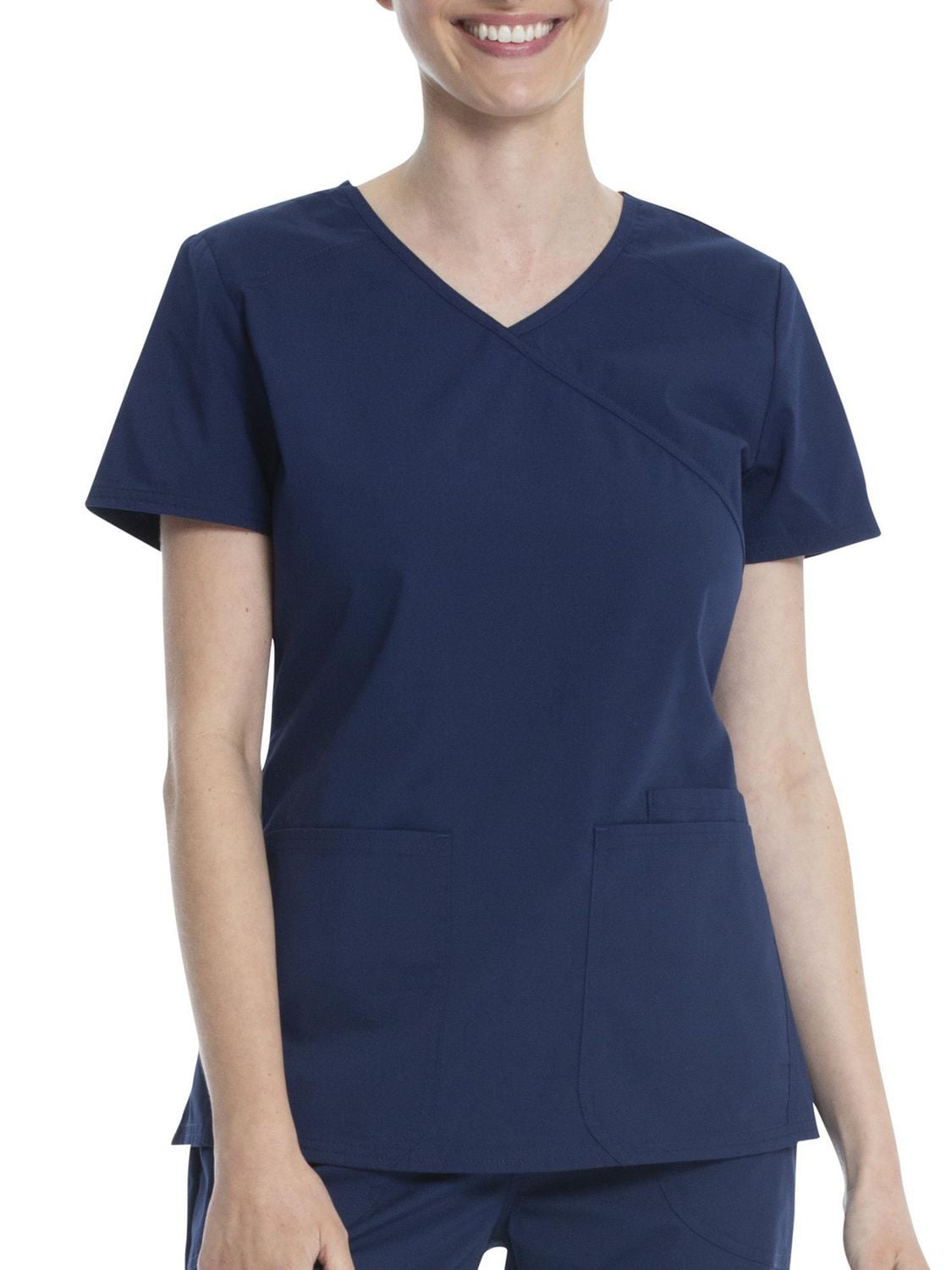 Scrubstar Women's Core Essentials Stretch Poplin Mock Wrap Scrub Top