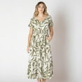 thumbnail image 1 of Devoted Calf length floral dress with short ruffled sleeves, 1 of 7