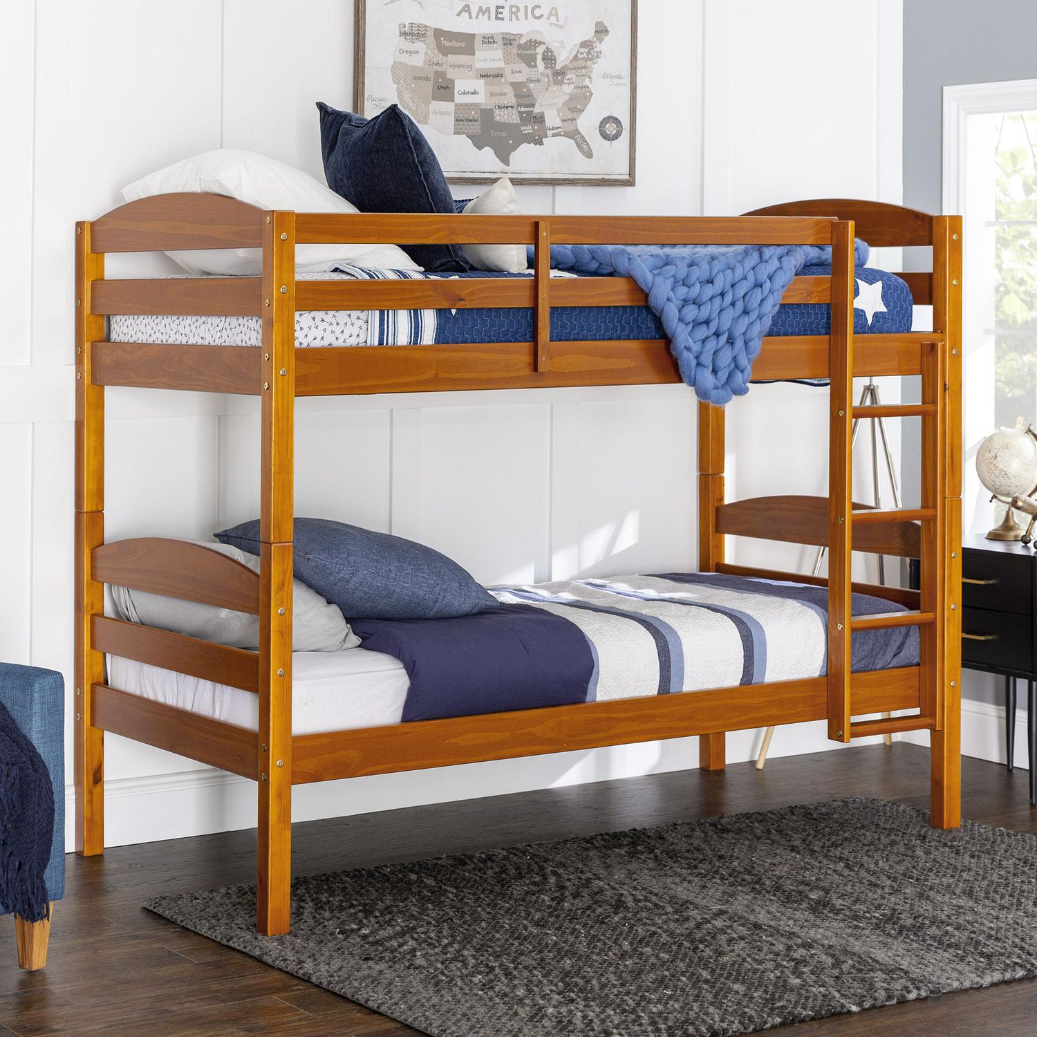 Honey Twin Solid Wood Bunk Bed, Bunk Beds Utah