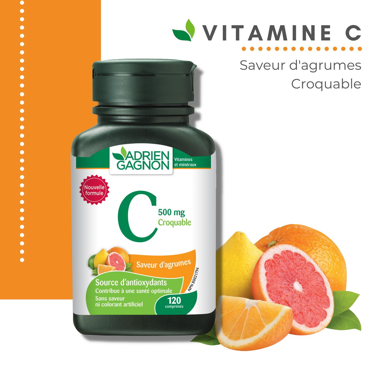 Adrien Gagnon-Citrus Chewable Vitamin C, 500 mg