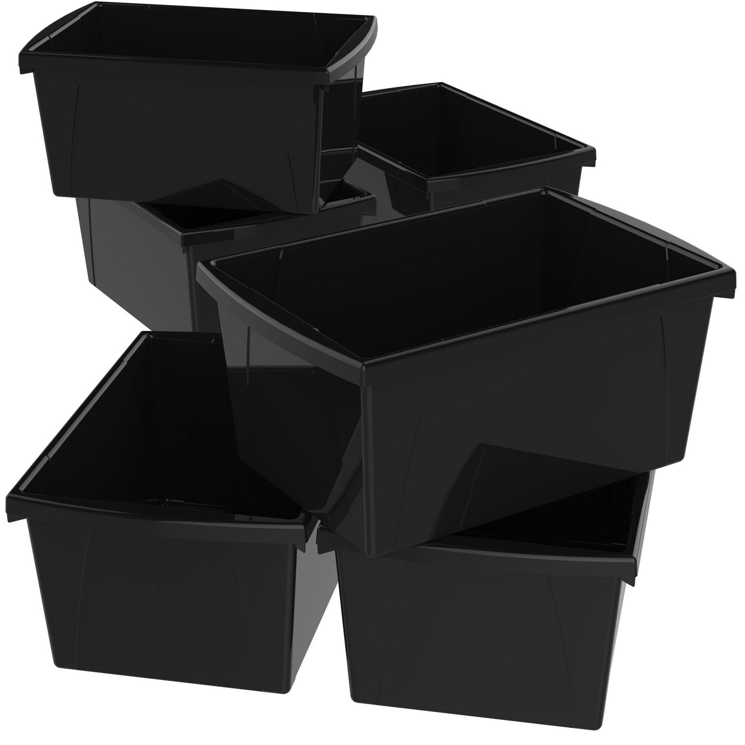 Storex 5.5 Gallon (21L) Classroom Storage Bin, Black, 6Pack Walmart