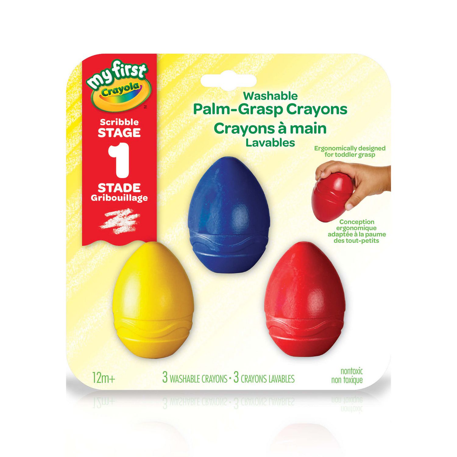Crayola My First Palm Grip Crayons, 3ct, Coloring for Toddlers