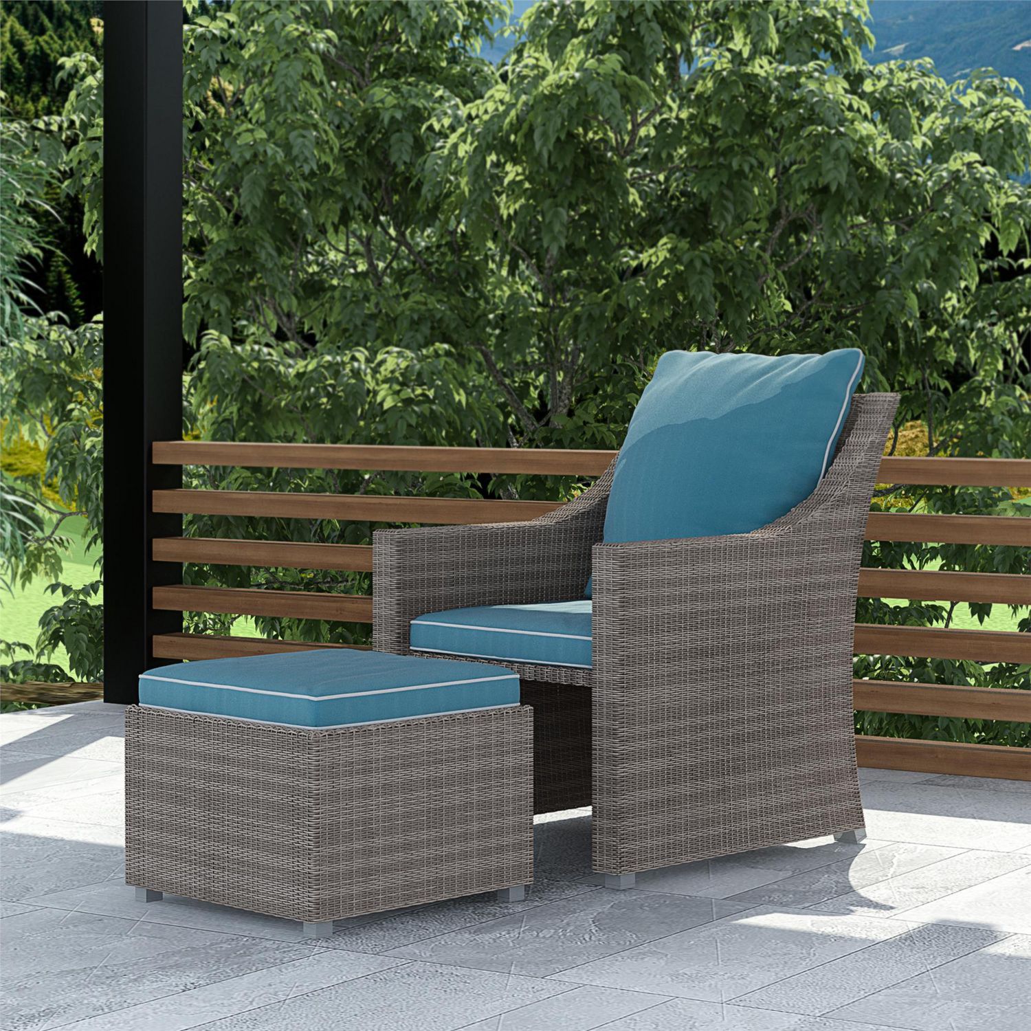 Cosco Outdoor 2 Piece Patio Set Lounge Chair Multifunctional