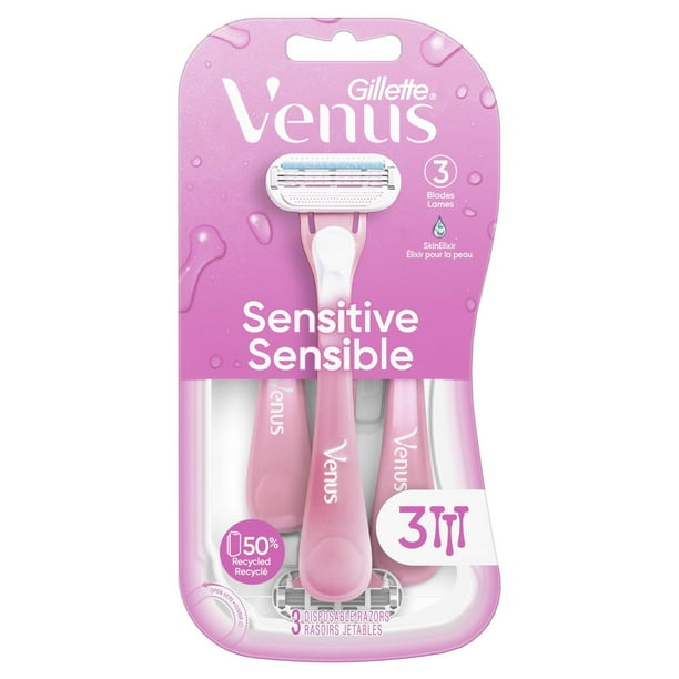 Venus Gillette Simply 3 Sensitive Women's Disposable Razors, 4 Count
