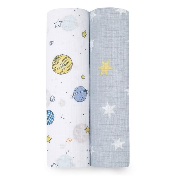 Aden + Anais™ Essentials 2Pack Swaddles Cotton Muslin Space Cadet