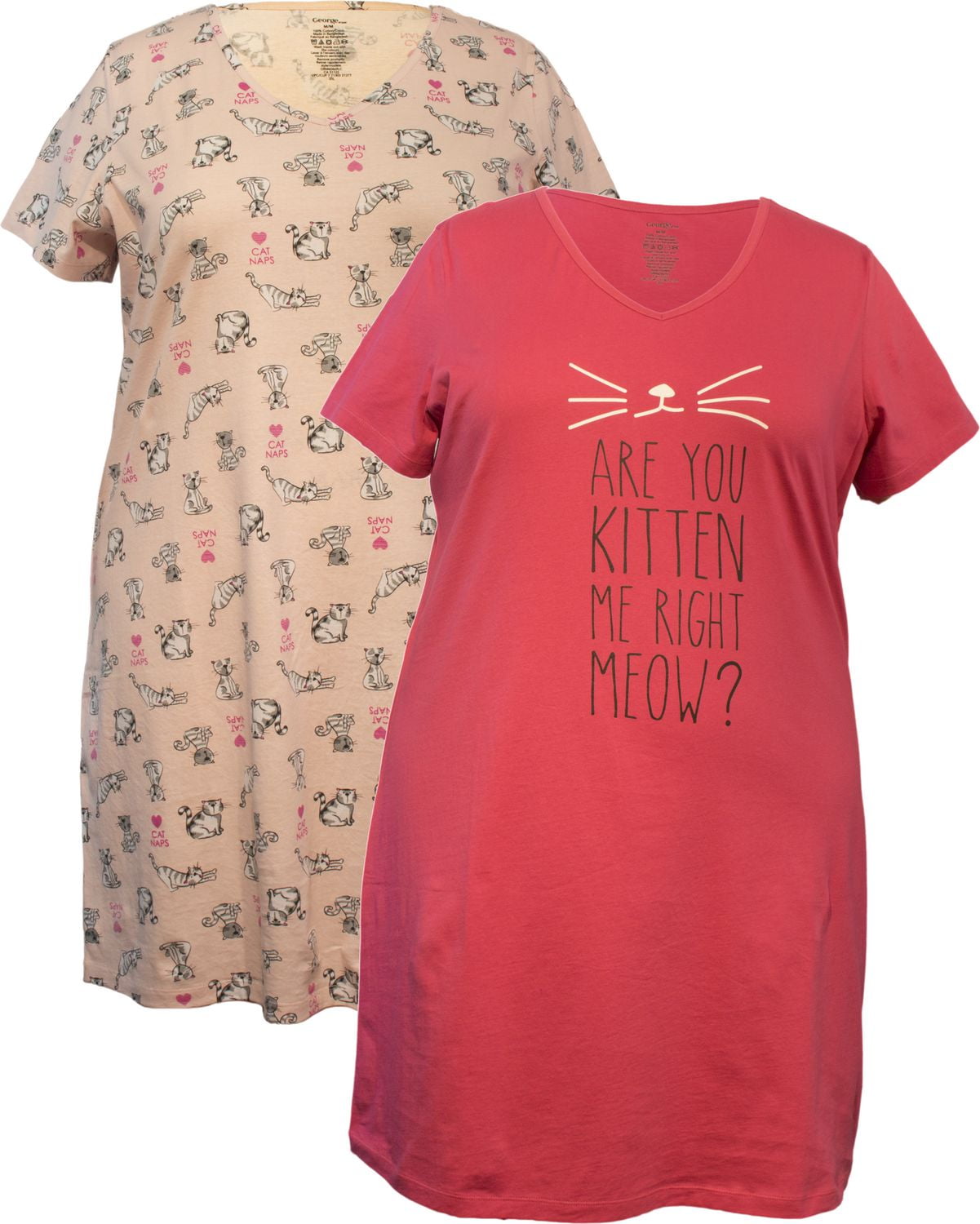 Ladies' Sleep Shirt, Pack of 2 Walmart Canada