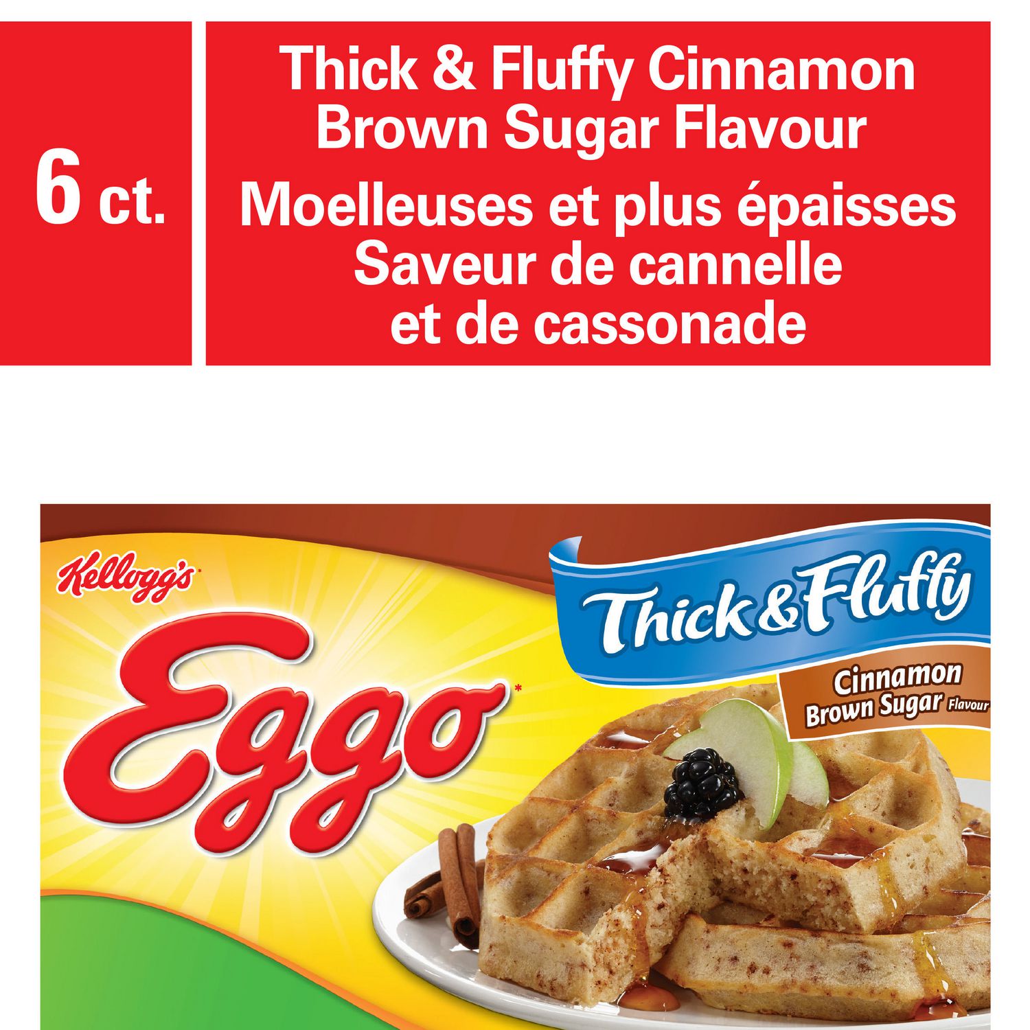 EGGO Thick & Fluffy Cinnamon Brown Sugar Flavour Belgian Waffles, 330g (6 waffles) Walmart Canada