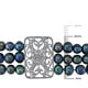 Bracelet extensible à 3 rangs Asteria avec perles d'eau douce cultivées noires de 5 à 6 mm et zircons cubiques façonné en argent sterling – image 2 sur 3
