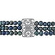 Bracelet extensible à 3 rangs Asteria avec perles d'eau douce cultivées noires de 5 à 6 mm et zircons cubiques façonné en argent sterling – image 3 sur 3