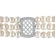 Bracelet extensible Miabella à 3 rangs avec perles d'eau douce cultivées blanches de 6 à 7 mm et zircons cubiques façonné en argent sterling – image 3 sur 5