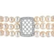 Bracelet extensible Miabella à 3 rangs avec perles d'eau douce cultivées blanches de 6 à 7 mm et zircons cubiques façonné en argent sterling – image 4 sur 5