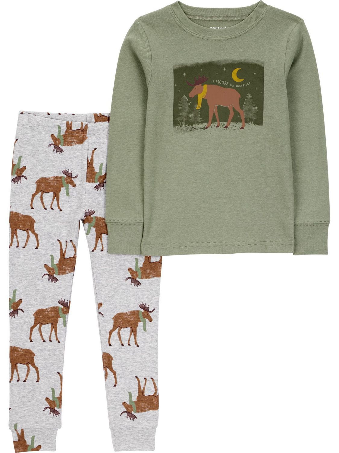 Carter's Child of Mine Toddler Boys' 2-Piece Pajama - Green Moose