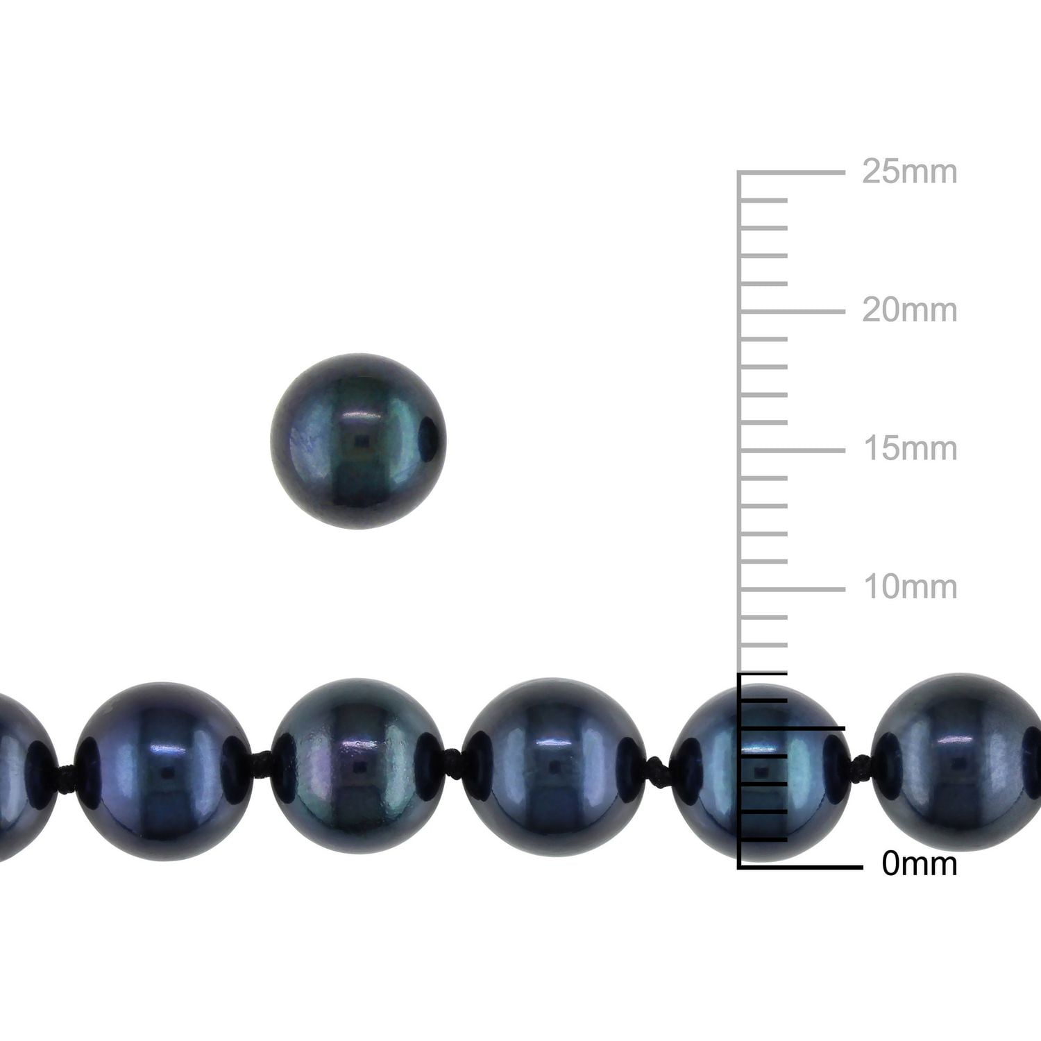 Asteria 6.5-7mm Black Cultured Pearl 14K White Gold Set of Strand Necklace and Stud Earrings