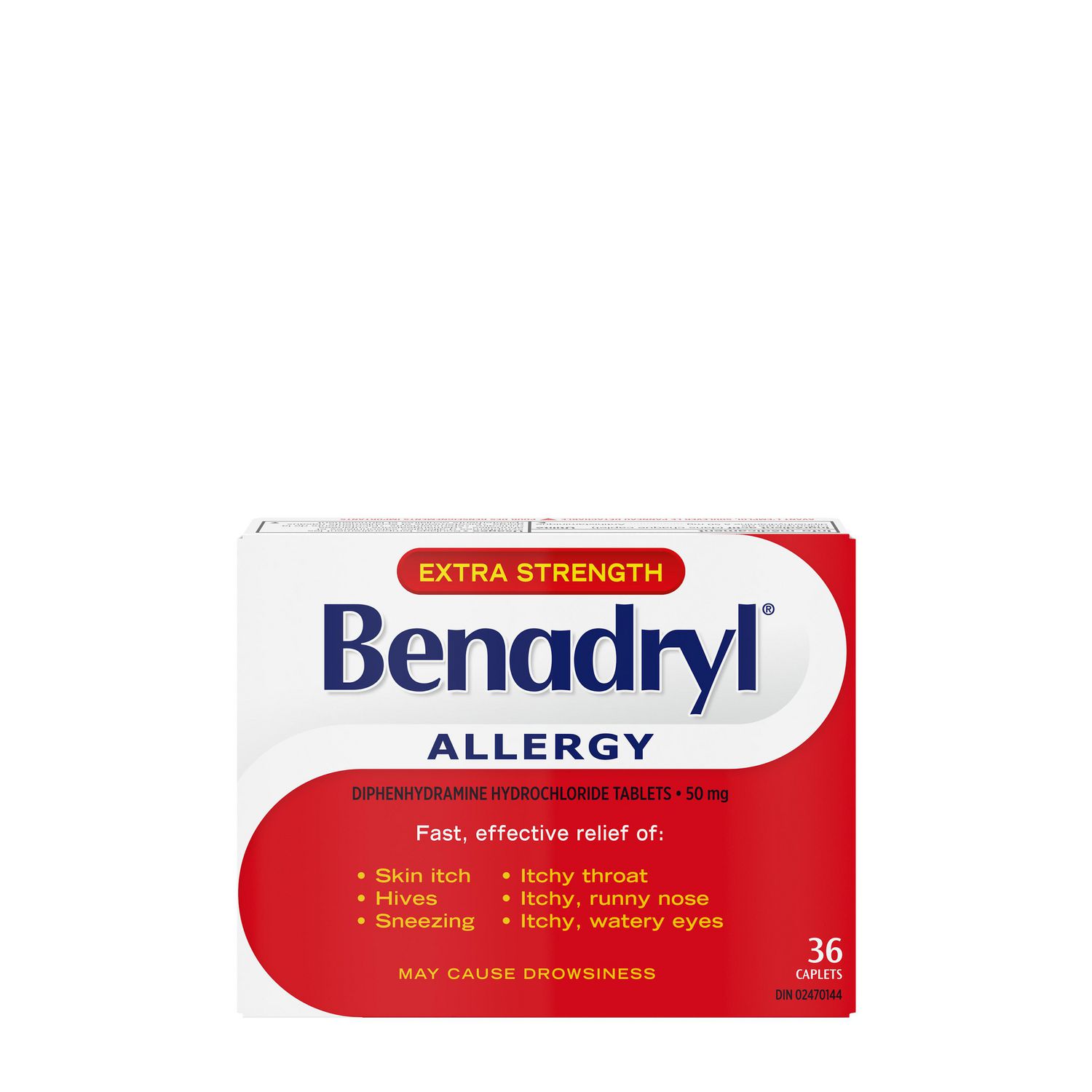 Benadryl Extra Strength Allergy Medicine for Relief of Allergies, Itch and Hives, 36 Count