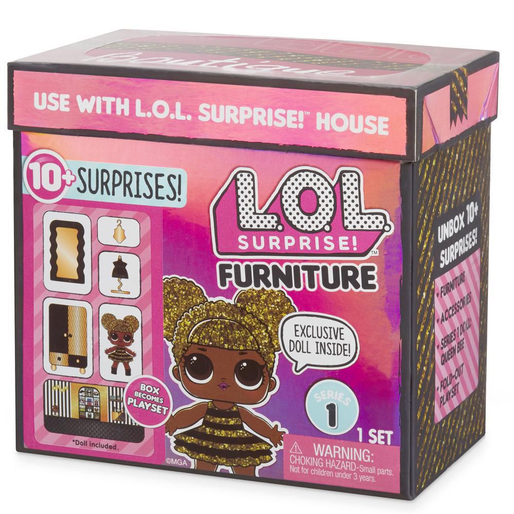 L.O.L. Surprise Furniture Boutique with Queen Bee Doll and 10