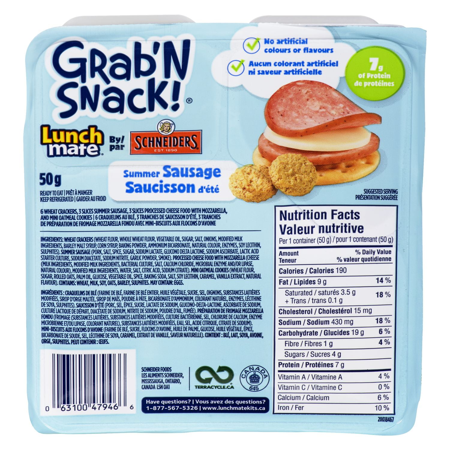 Schneiders Lunch Mate Grab N Snack Summer Sausage Lunch Kit Walmart