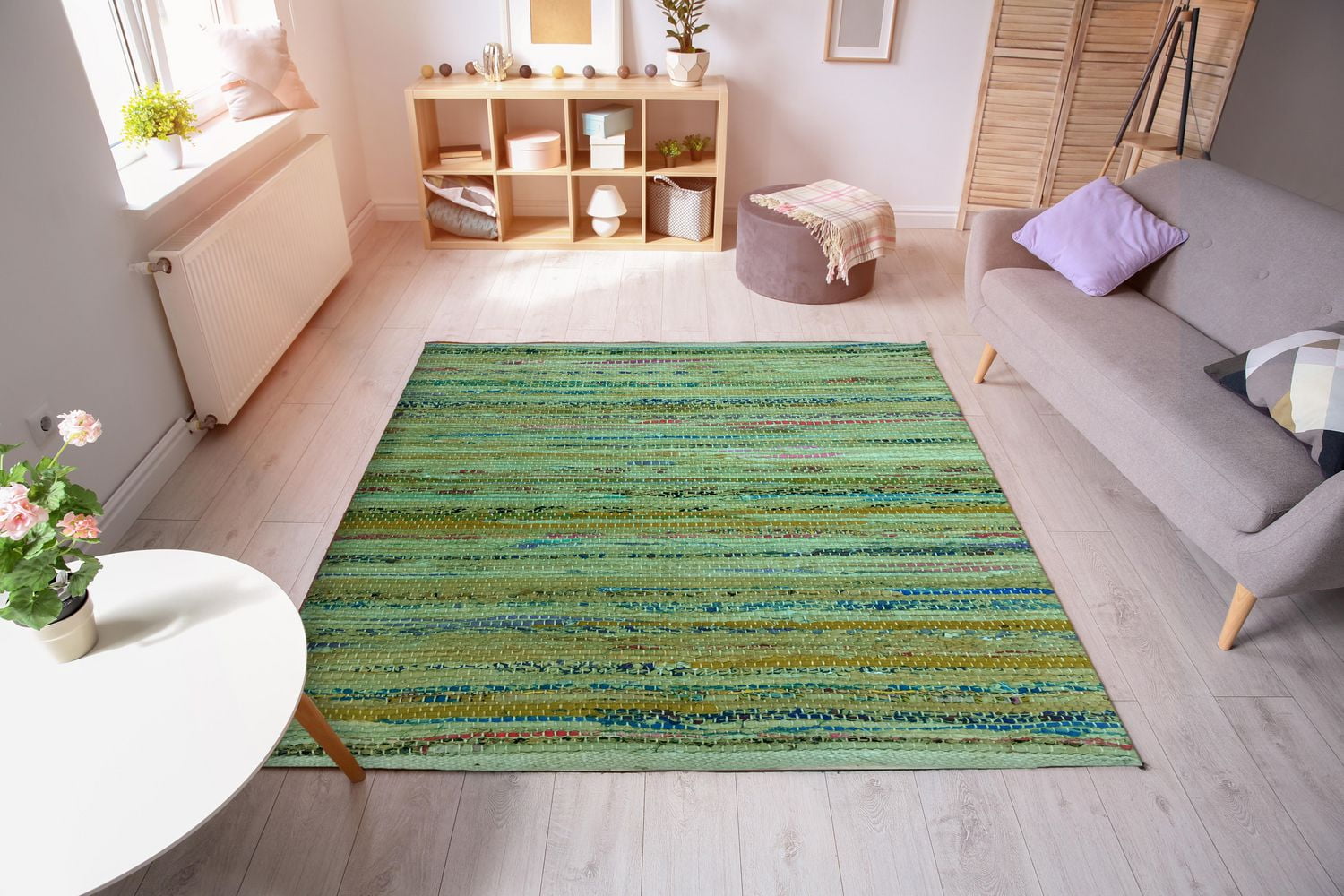 Fabstyles Premium Cotton Machine Washable Green Area Rag Rug Walmart