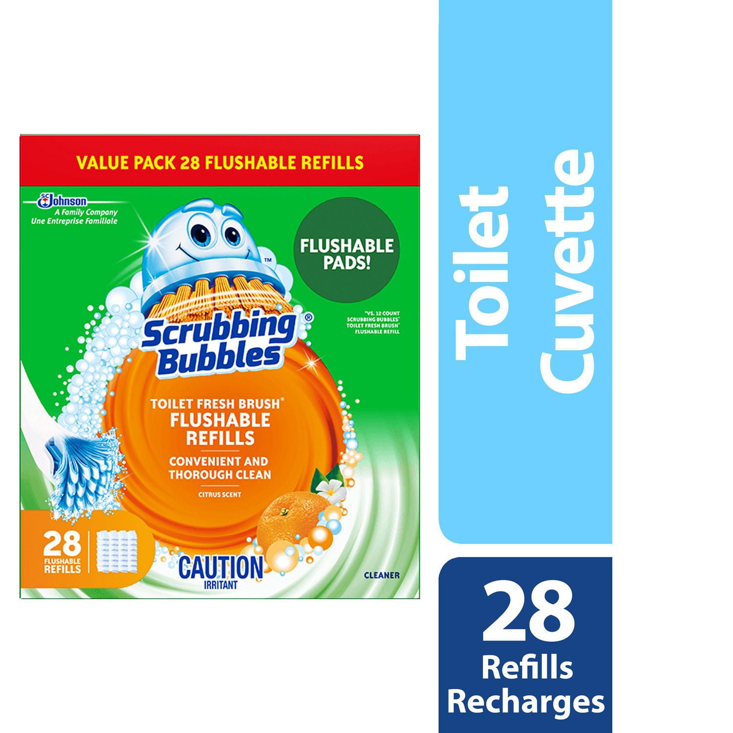 Scrubbing Bubbles Fresh Brush Toilet Bowl Cleaner Refills, Citrus, 28