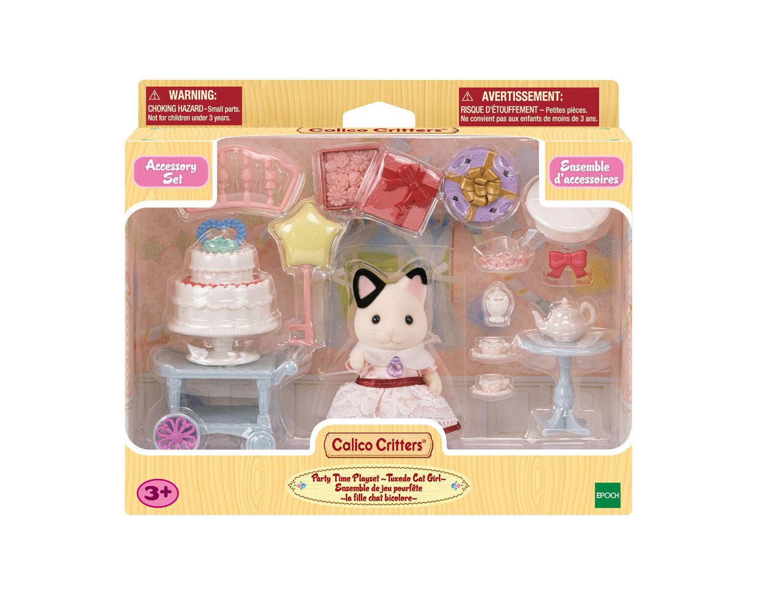 Calico Critters Tuxedo Cat Girl's Party Time Playset, Dollhouse