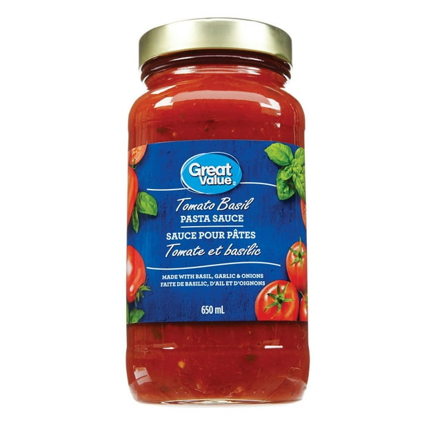 Sauce pour pâtes aux tomates et au basilic de Great Value 650 ml