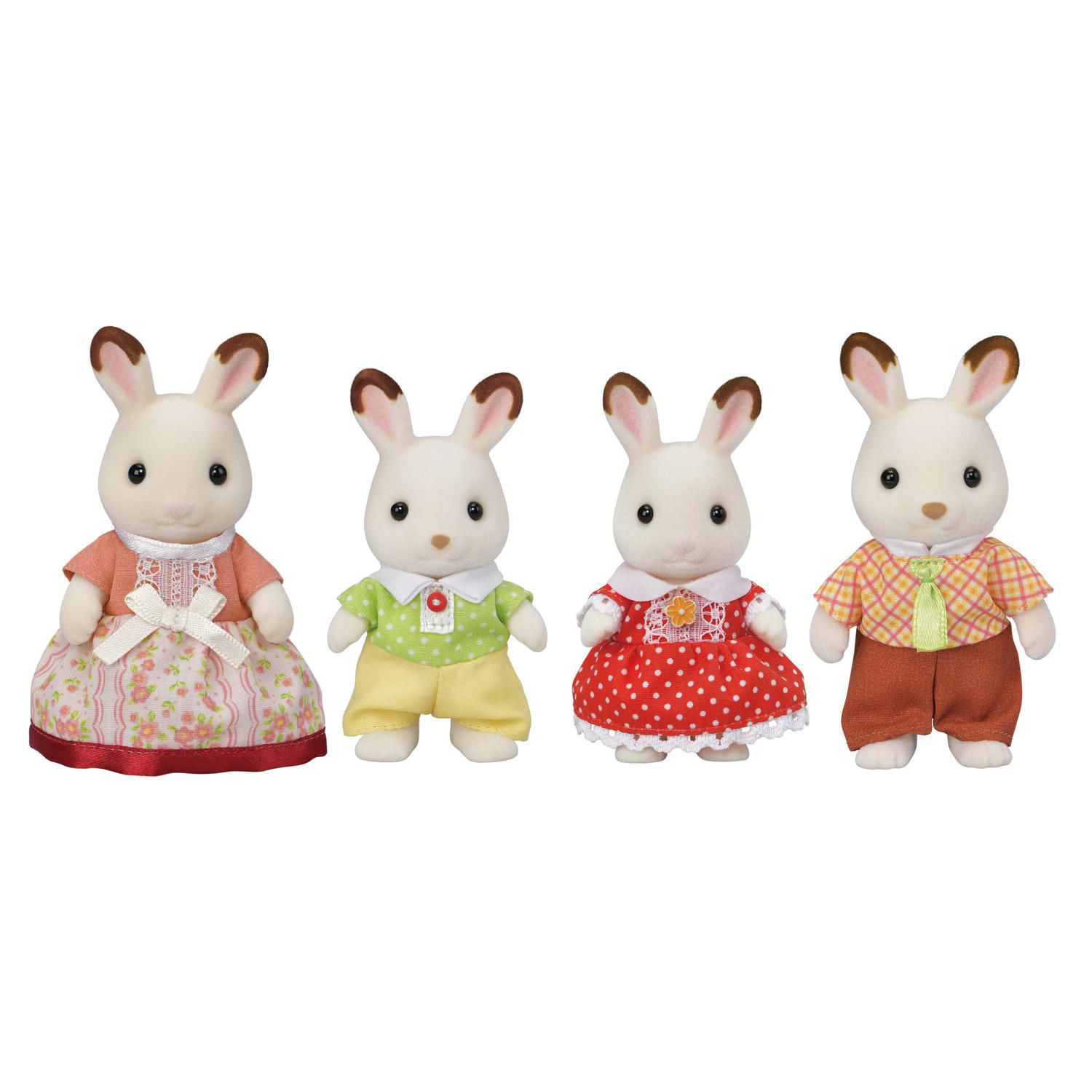 Calico Critters Chocolate Rabbit Family, Set of 4 Collectible Doll