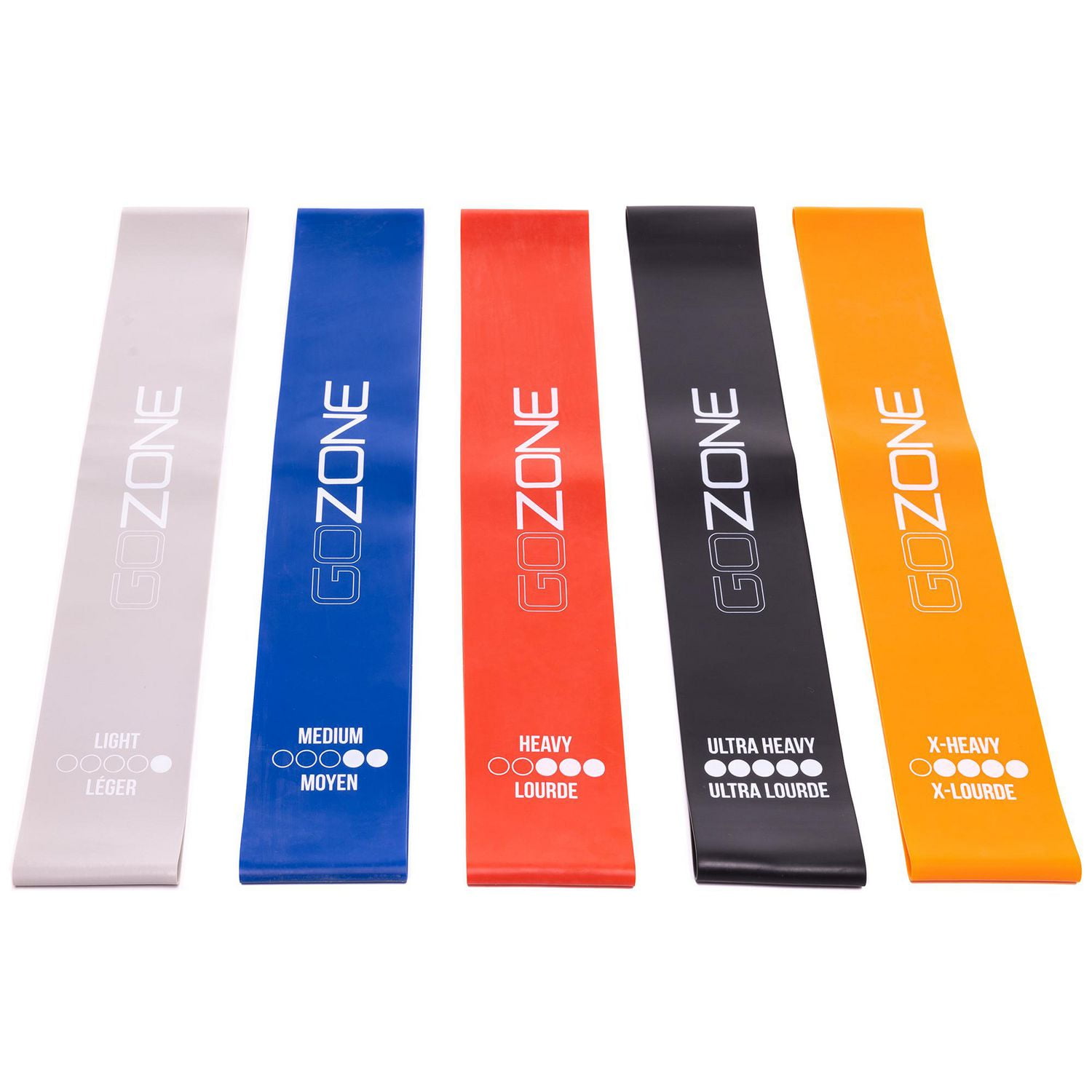 GoZone 5-Pack Looped Resistance Bands – Multi-Colour, With carry bag 