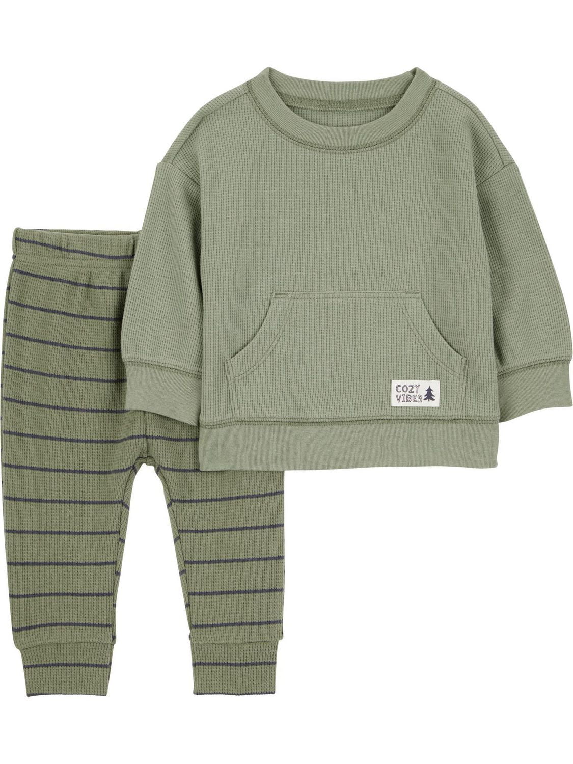 Carter's Child of Mine Baby Boys 2-piece Set Green Stripe