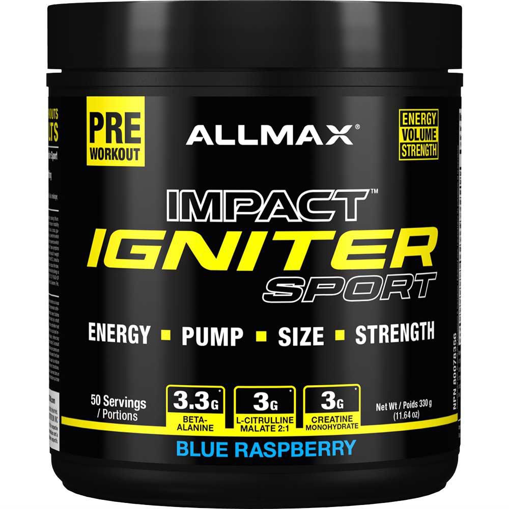 Allmax Impact Sport bleu rasp pré-entraînement