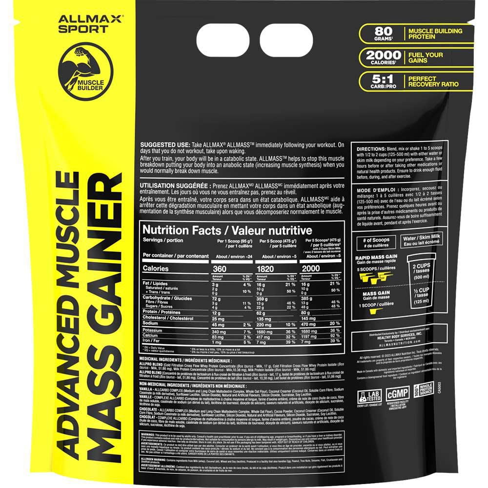 Allmax Allmass - Vanille Allmax Allmass Gain de Musculaire - Vanille