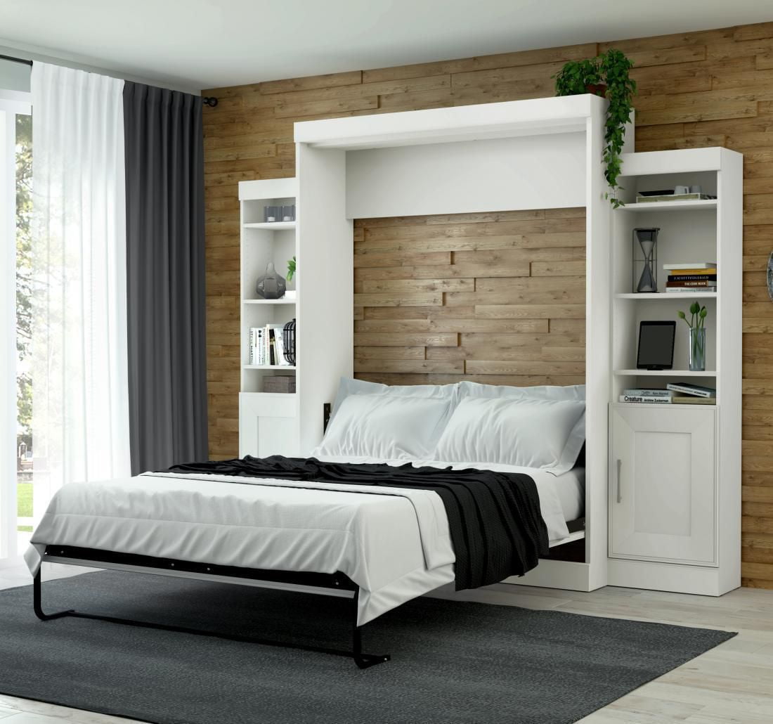 Edge by Bestar Queen Wall Bed with two 21" Storage Units in Dark