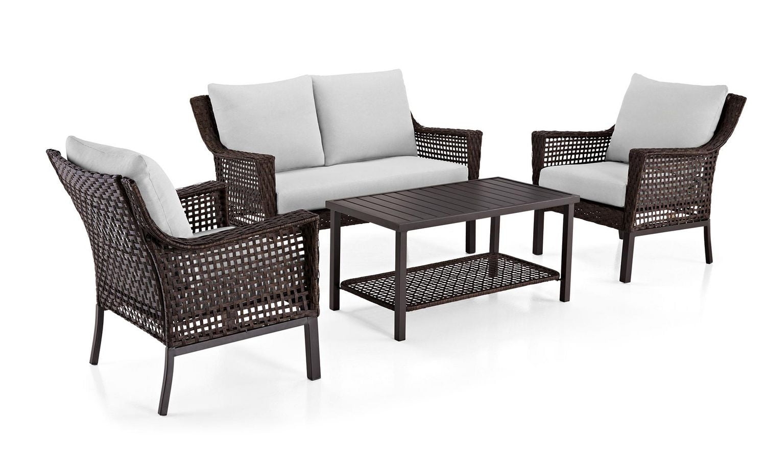 HOMETRENDS Belmont 4 Piece Patio Conversation Set Taupe Walmart