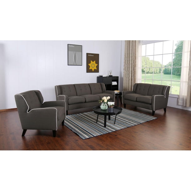 Topline Home Furnishings Dark Grey 2pc LoveseatSofa Set Walmart.ca