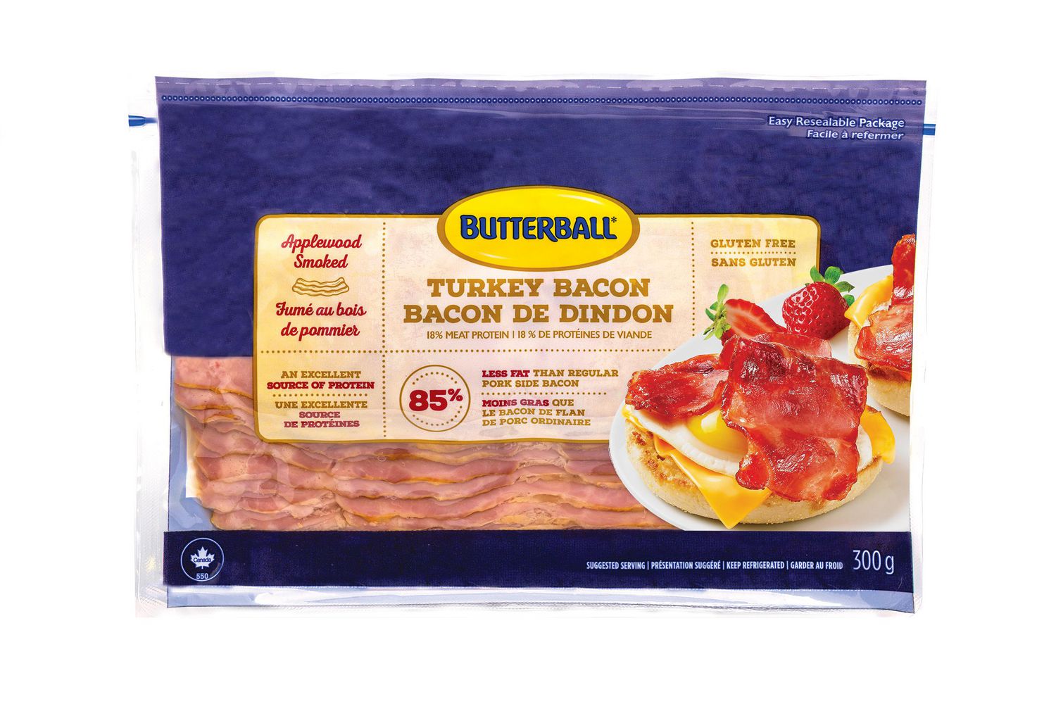 Butterball Applewood Smoked Turkey Bacon, Turkey Bacon