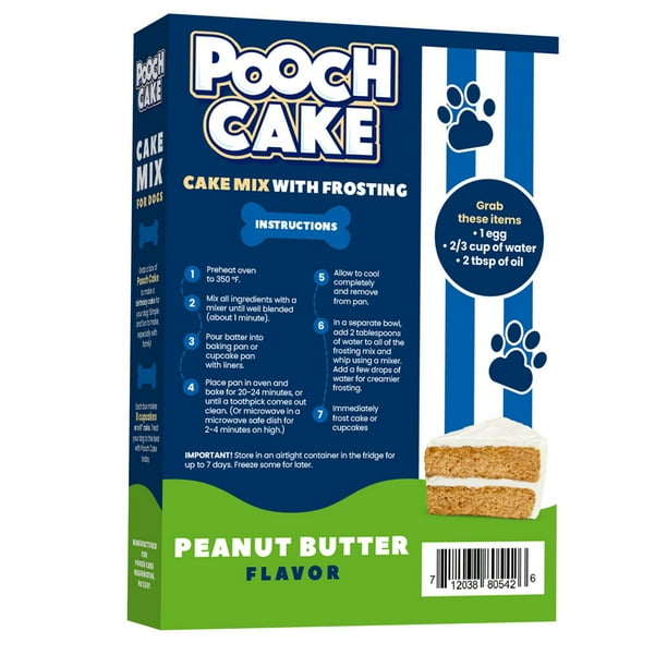 Pooch Cake mélange pour gâteau au beurre d'arachide sans blé et glaçage  pour chiens 9 onces 