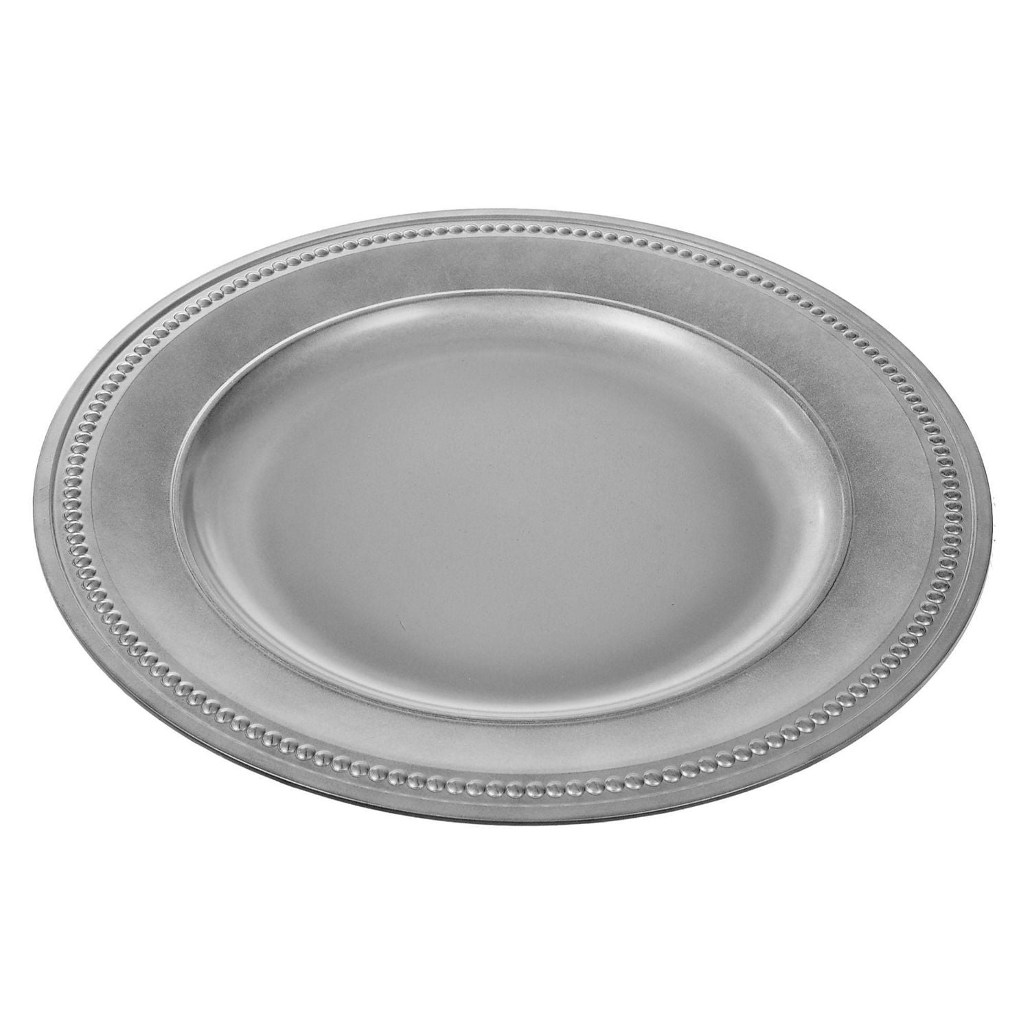 Charger Plate (Beaded) (Silver Brushed) (13