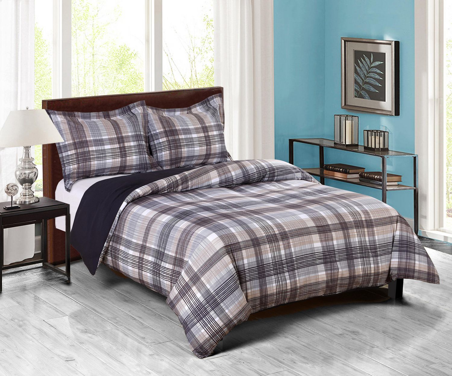 Printed Black Plaid Duvet Cover Set Walmart Canada